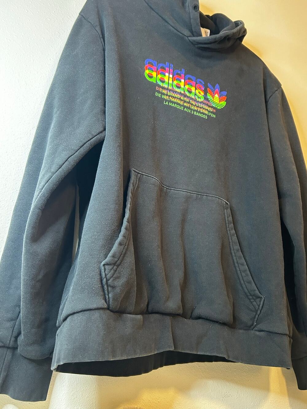 Adidas Originals Rainbow Trefoil Black Pullover Hoodie Men's L